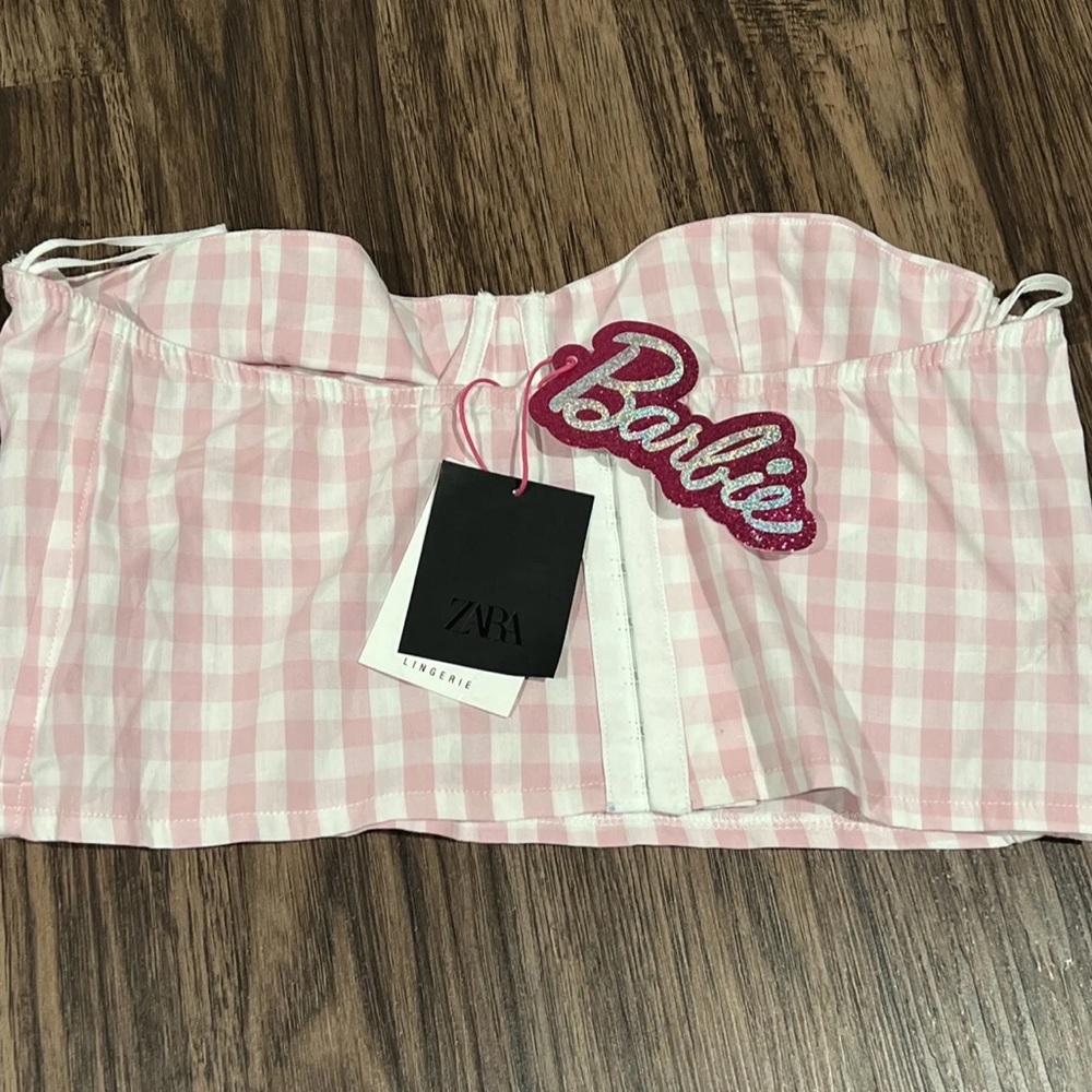 ✨NWT✨ ZARA Pink Gingham Bustier Top (Barbie Collection) - Picture 6 of 7